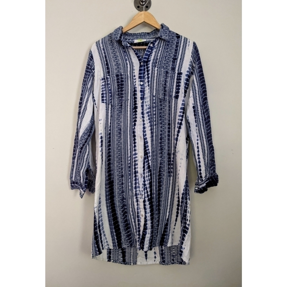 Solito Tie Dye Embroidered Textured Tunic Dress